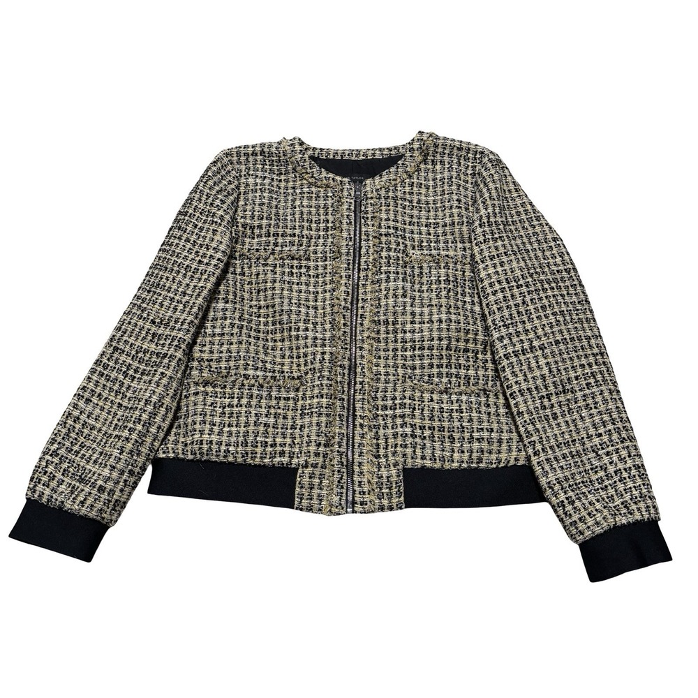 Ann Taylor Women's Tweed Zip Up Bomber Jacket Size 14 -22 x 23